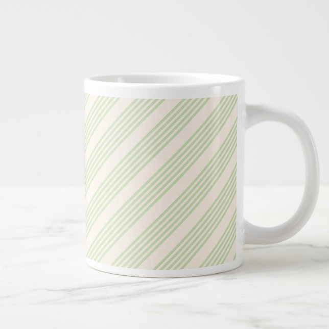 Rayas verdes y beige taza de café gigante (Derecha)