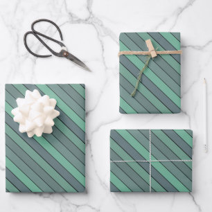 Rayas Verdes Y Gris De Invierno Sobre Papel Acuáti