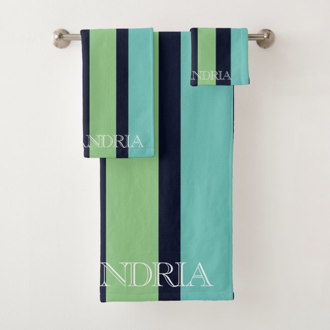 Rayas Verticales En Verde Sage, Marina Y Verde azu (In situ)