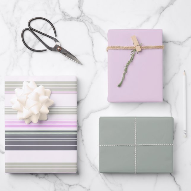 Rayas verticales grises y rosadas. papel envolvent (Anverso)