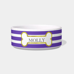 Rayas violetas y cuenco personalizado hueso del