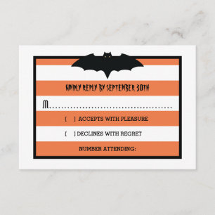 Rayas y bata Naranja Halloween Wedding RSVP