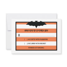 Rayas y bata | Naranja Halloween Wedding RSVP