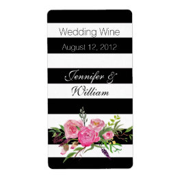 Rayas y flores Boda Mini etiqueta de vino