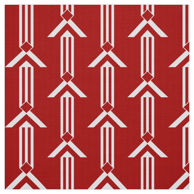 Rayas y galones blancos geométricos en tela roja (Retal)