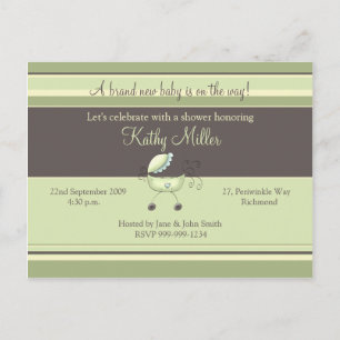 Rayas y verde de rodillos ・ Invitación a Baby Show