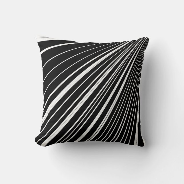 Rayo gris de banda de Cojín decorativo negro (Anverso)