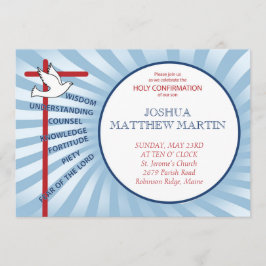 Rayos azules de la invitación a la confirmación