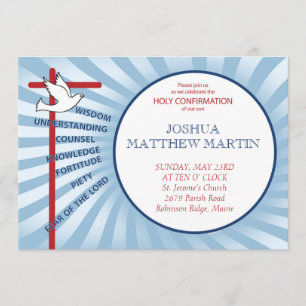 Rayos azules de la invitación a la confirmación