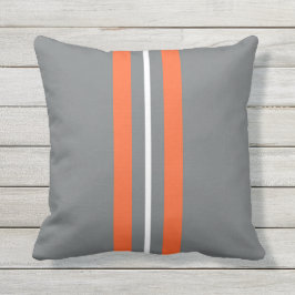 Rayos verticales grises y Naranjas Almohada exteri