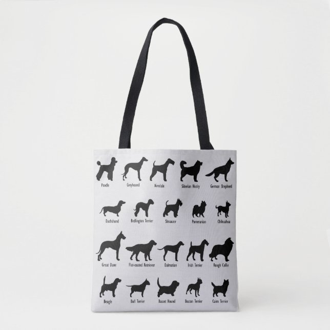 Razas de perro en la bolsa de la tota de la siluet (Anverso)