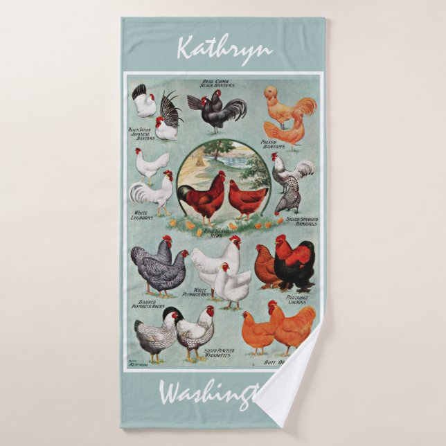 Razas de pollo de época   (Toalla de baño)