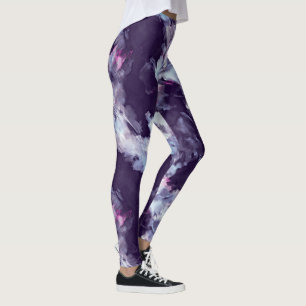 Razo de pincel moderno azul y violeta Leggings