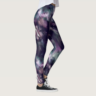 Razo de pincel moderno azul y violeta Leggings