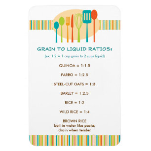 Razón agua a grano imán manual de guía de cocina