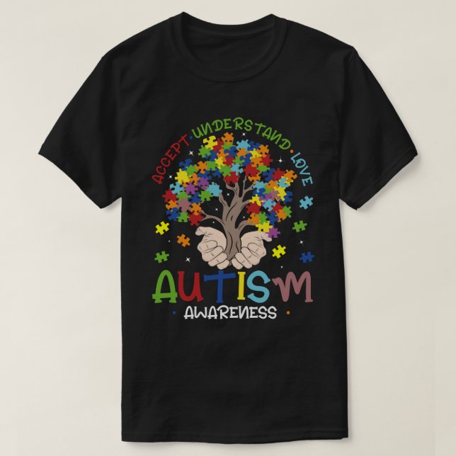 RD Autism Awareness Camisetas aceptan entender el  (Diseño del anverso)