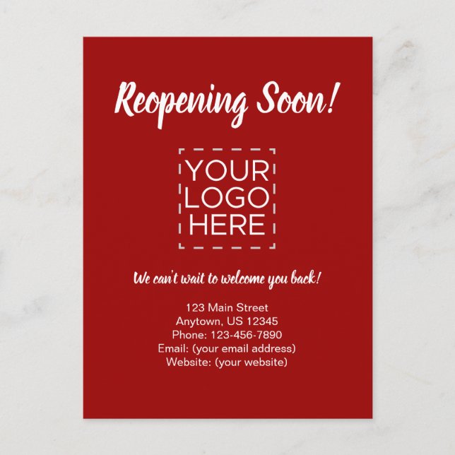 Reabrir pronto la Invitación de reapertura de nego (Anverso)