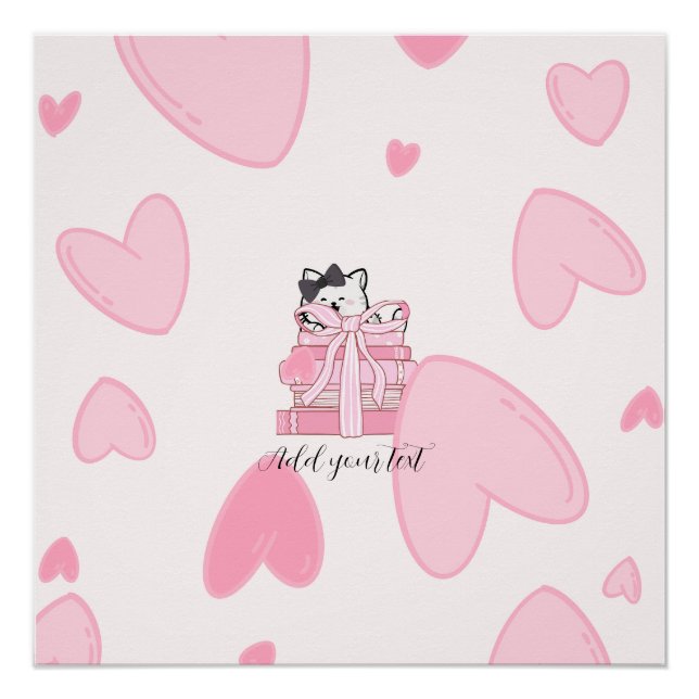 Read • Love • Display – Cat & Book Glossy Poster (Anverso)