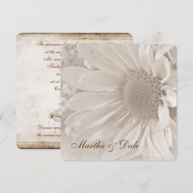 Reafirmación de la invitación de Vows daisy (Anverso / Reverso)