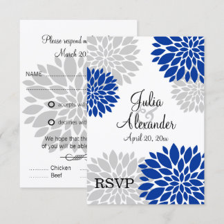 Real Azul y Floral Burst Gris Plateado RSVP