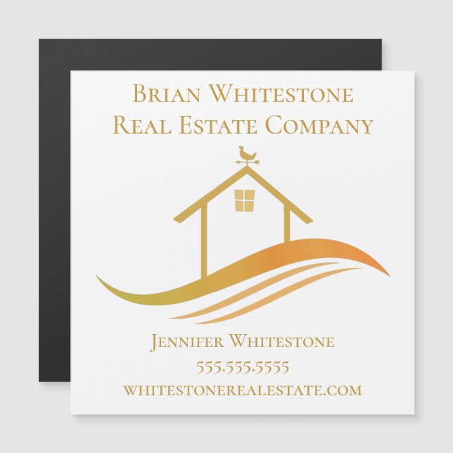 Real Estate Company Gold House Realtor Magnet Card (Anverso/Reverso)