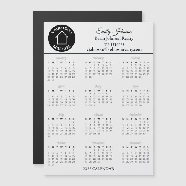 Real Estate Company Your Logo 2022 Calendar Magnet (Anverso/Reverso)