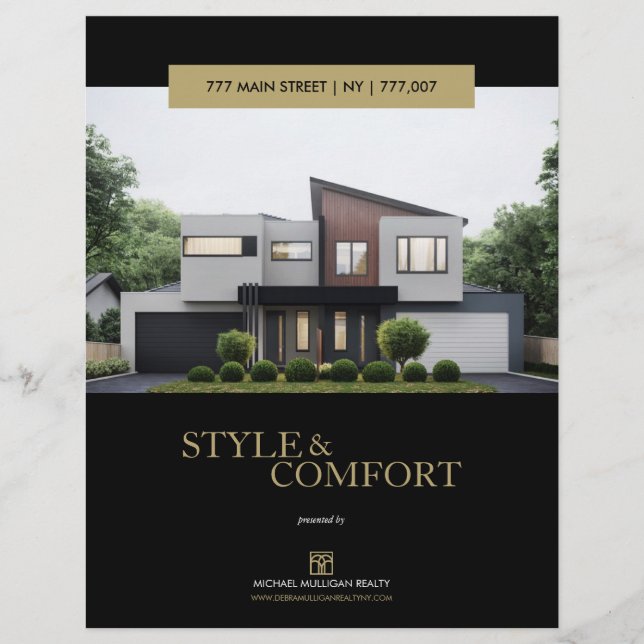 Real Estate Feature Sheet Elegant Custom Flyer (Frente)