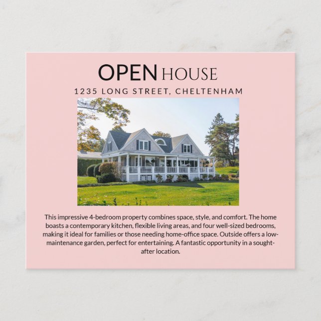 Real Estate Open House Targeting Postcards & Flyer (Frente)