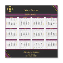 Real Estate Purple Black Gold Business Calendar