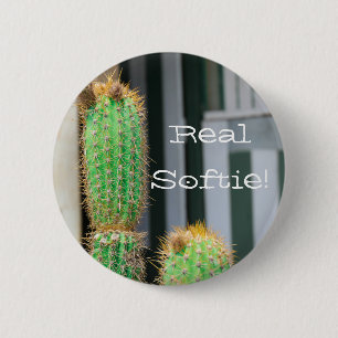 Real Softie Alfiler Botón Divertido Cactus Verde
