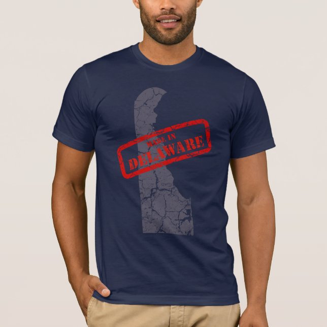 Realizado en Delaware Mapa de Grunge Navy camiseta (Anverso)