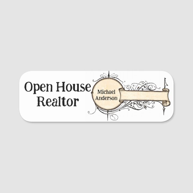 Realtor de etiqueta de nombre clásico inmobiliario (Anverso)