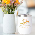Realtor Personalizado del logotipo de la Casa de O<br><div class="desc">Esta botella de agua de la empresa inmobiliaria de moda está hecha por personalizado con su compañía de propiedades inmobiliarias y nombre del agente. Estos elegantes artículos de marketing de oro cuentan con una casa de bonito con una tintorería en la parte superior y elegantes curvas debajo. Personalice este moderno...</div>