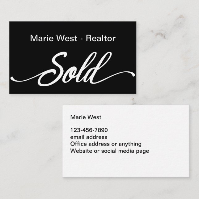 Realtor simple vendido tarjetas de negocios de tem (Anverso / Reverso)
