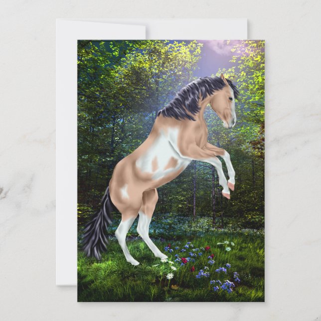 Rearing Buckskin Tobiano Paint Horse Print (Anverso)