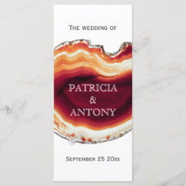 Rebanada de ágata roja, programa de boda moderna d