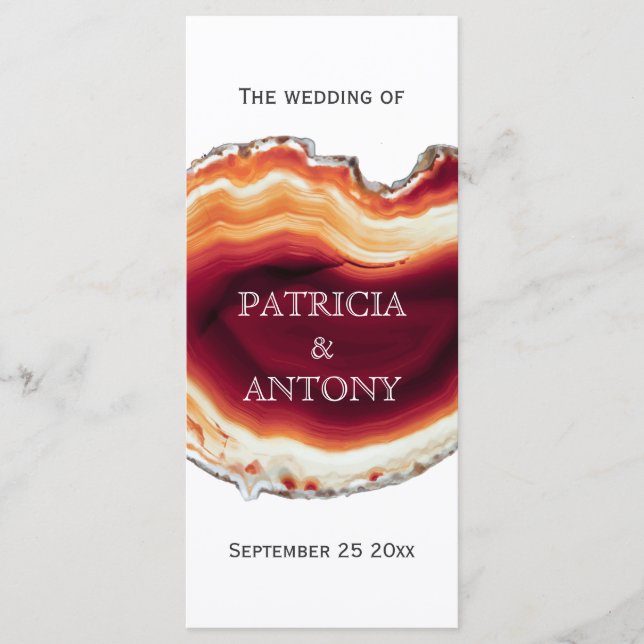 Rebanada de ágata roja, programa de boda moderna d (Anverso)
