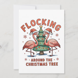 Rebaño alrededor del árbol de Navidad Flamingo ros