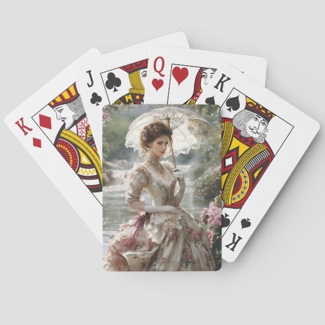 Rebecca a orillas del río Jugando Cartas (Reverso)