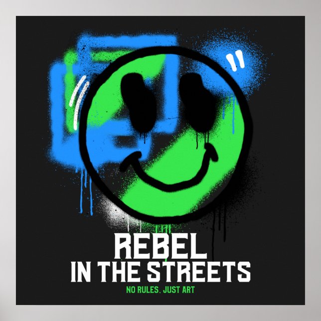 Rebelde en las calles Graffiti Sonriente Arte Urba (Frente)