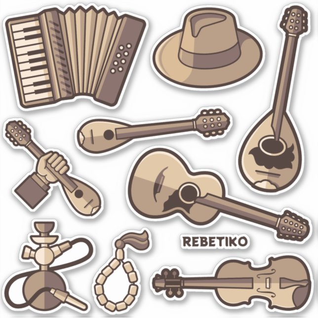 Rebetiko Icons Pegatina Set (Anverso)