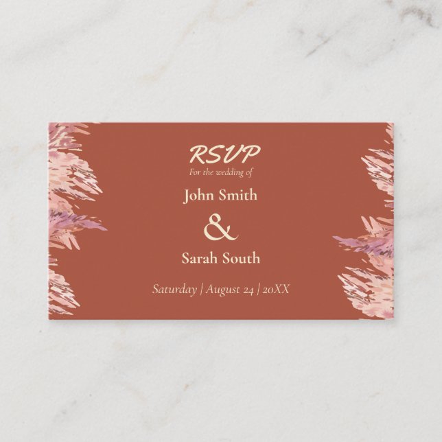 Recepción 3,5 x 2 Tarjeta de gabinete del Boda RSVP - Terrac (Anverso)