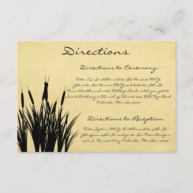 Recepción 3.5 x 5 Tarjeta de dirección Cattail/Dragonfly Sil (Anverso)