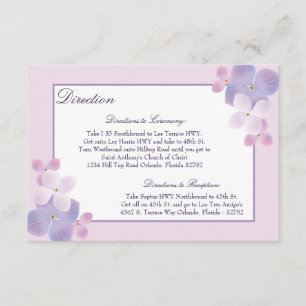 Recepción 3.5 x 5 Tarjeta de dirección Hydrangea - Púrpura