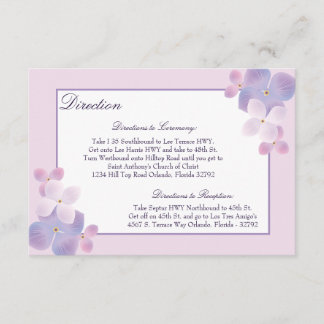 Recepción 3.5 x 5 Tarjeta de dirección Hydrangea - Púrpura