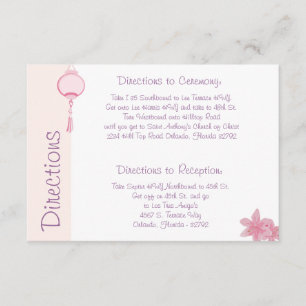 Recepción 3.5 x 5 Tarjeta de dirección Linterna/Flores rosad
