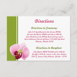 Recepción 3,5 x 5 Tarjeta de dirección Orquídea Rosa Flor de