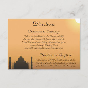 Recepción 3.5 x 5 Tarjeta de dirección Taj Mahal Sunset Nara