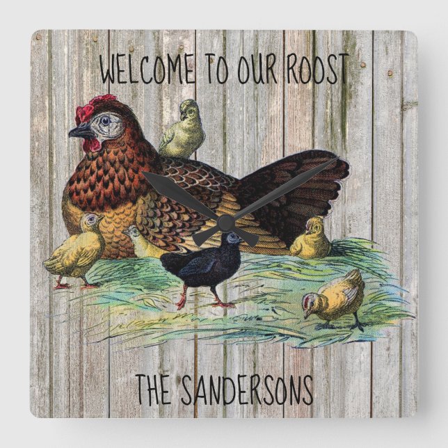 Recepción a nuestro reloj rústico del pollo del (Anverso)