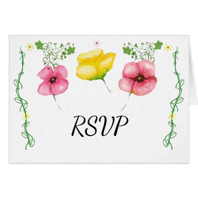 Recepción acuarela floral RSVP (Anverso (Horizontal))